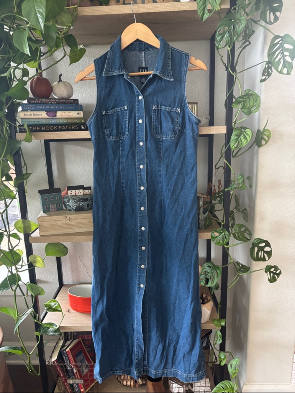 Vintage GAP Sleeveless Denim Button-Down Dress
